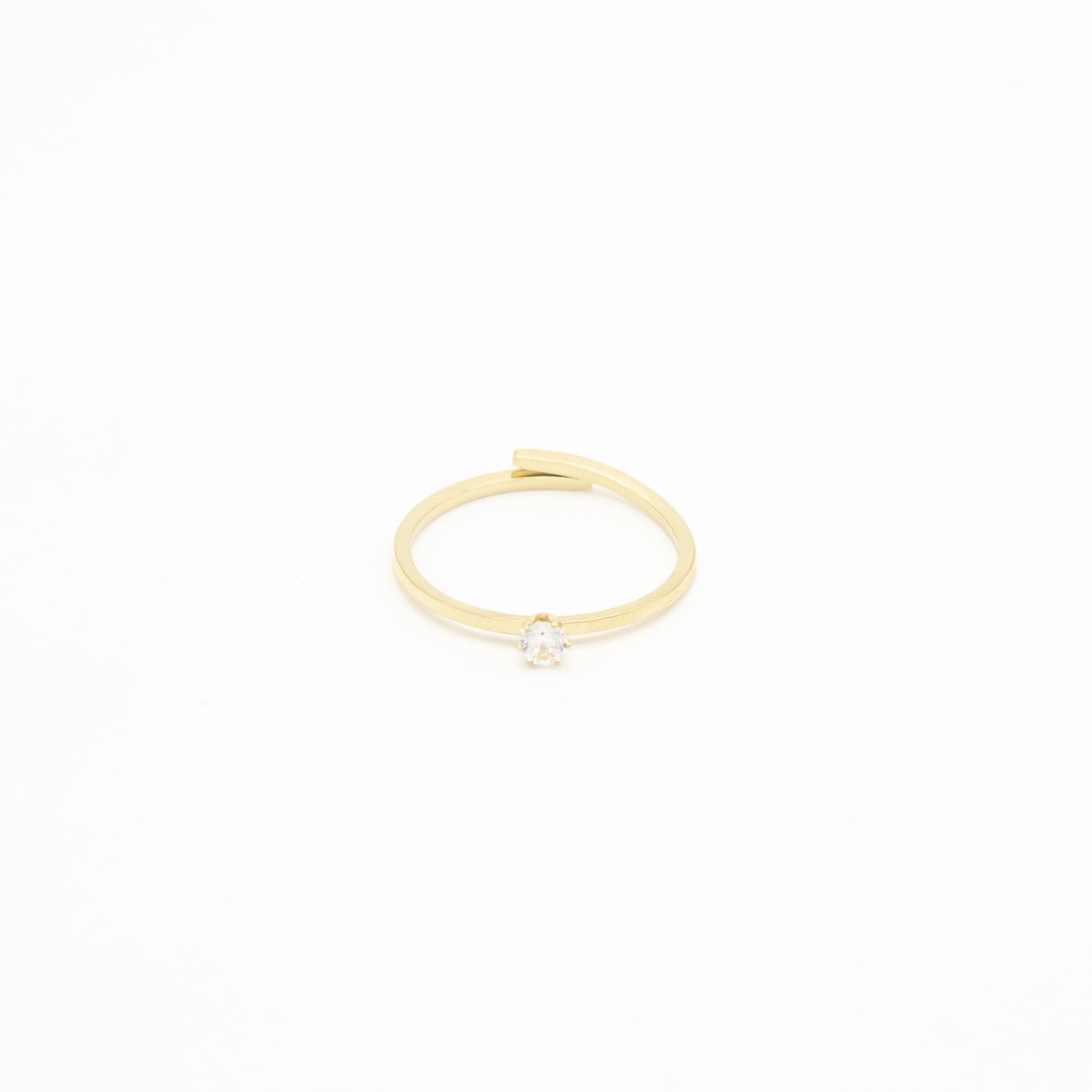 Anillo Solitario y Zirconia Mini Acero