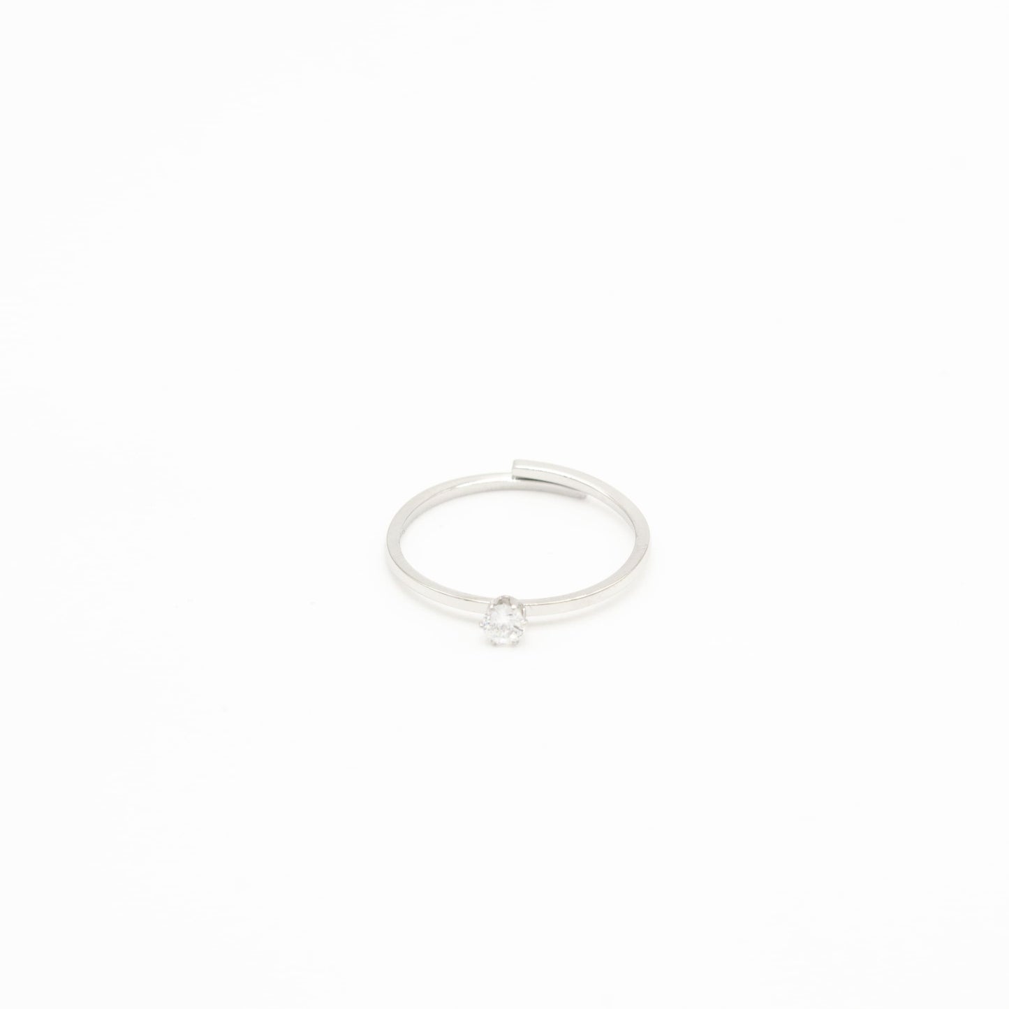 Anillo Solitario y Zirconia Mini Acero