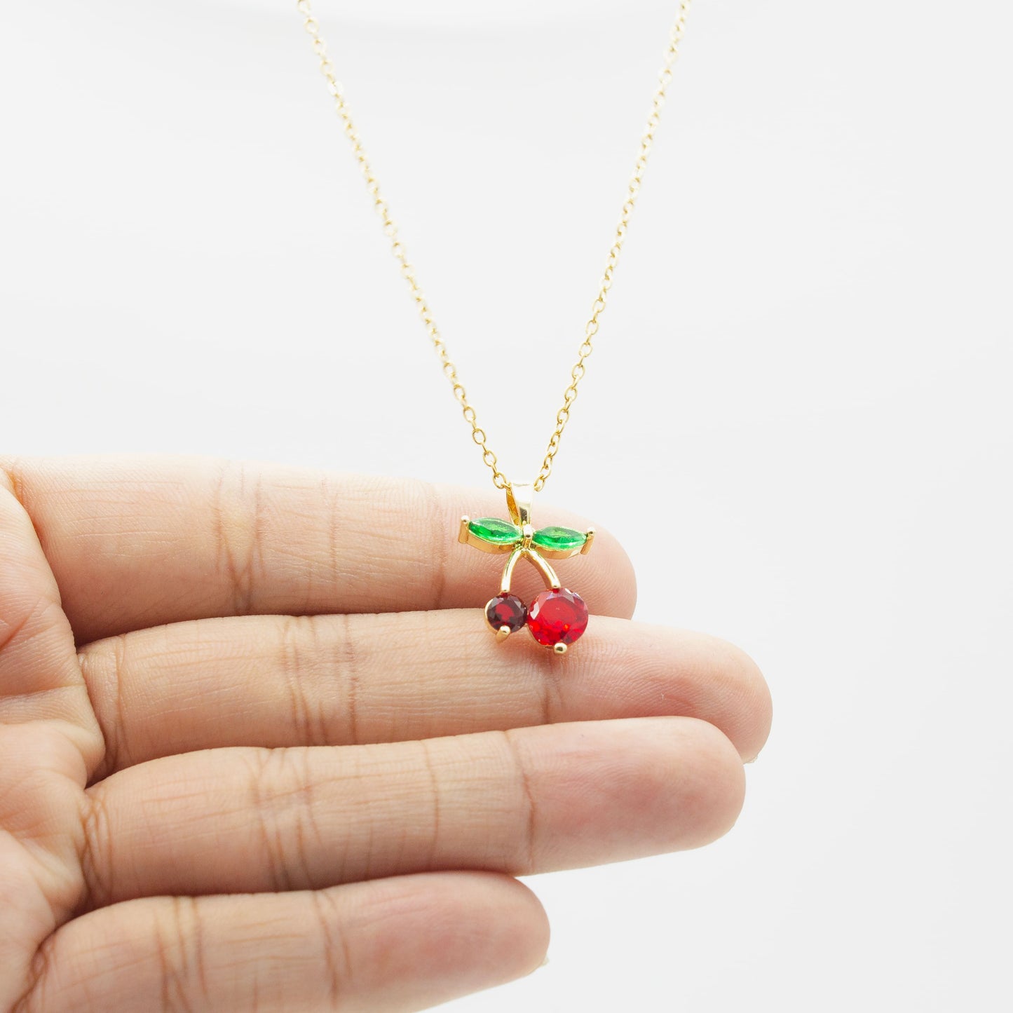 Collar de Cerezas y Zirconia Acero