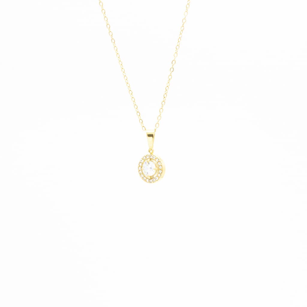 Collar de Zirconia Circular Blanca Acero