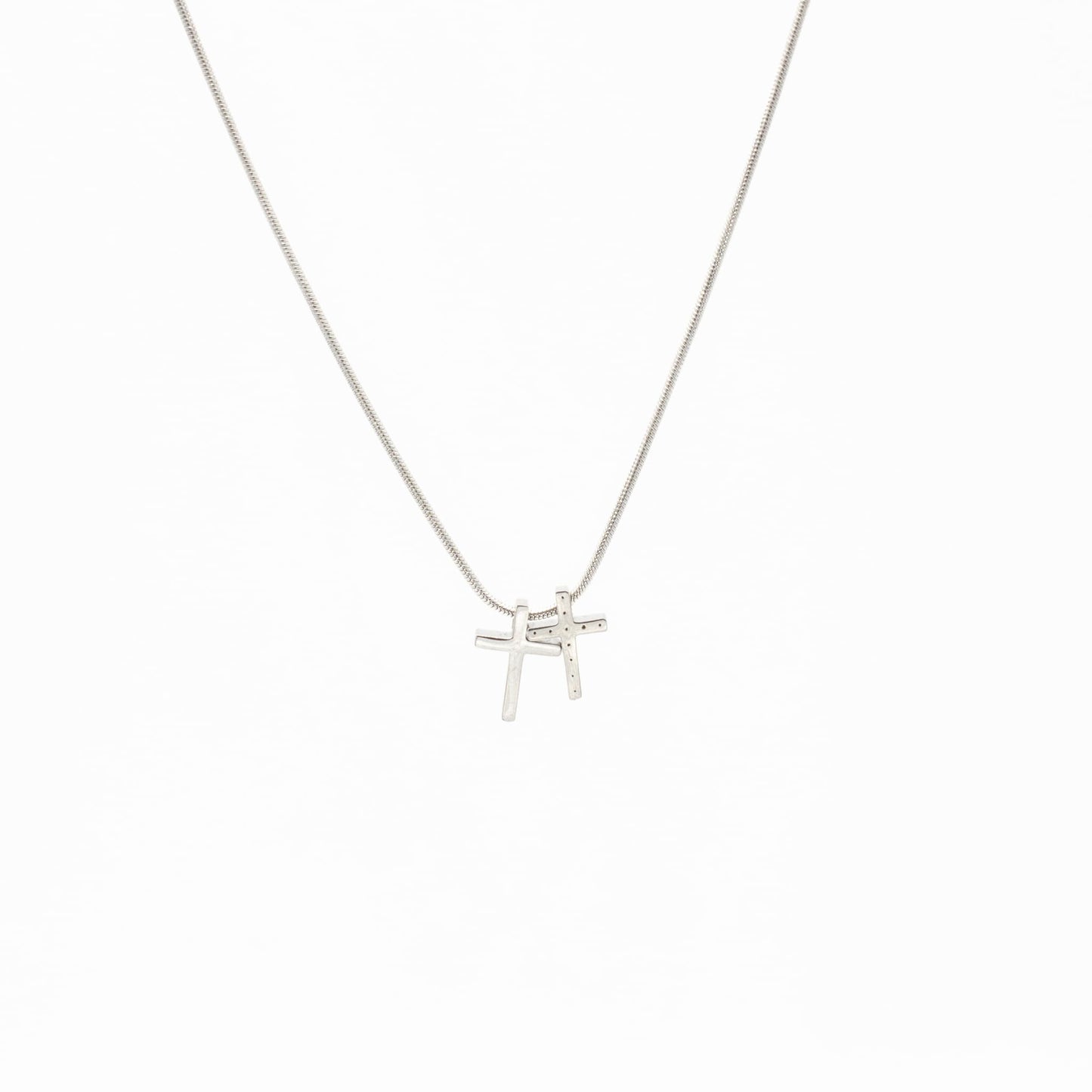 Collar de Cruz Doble Acero