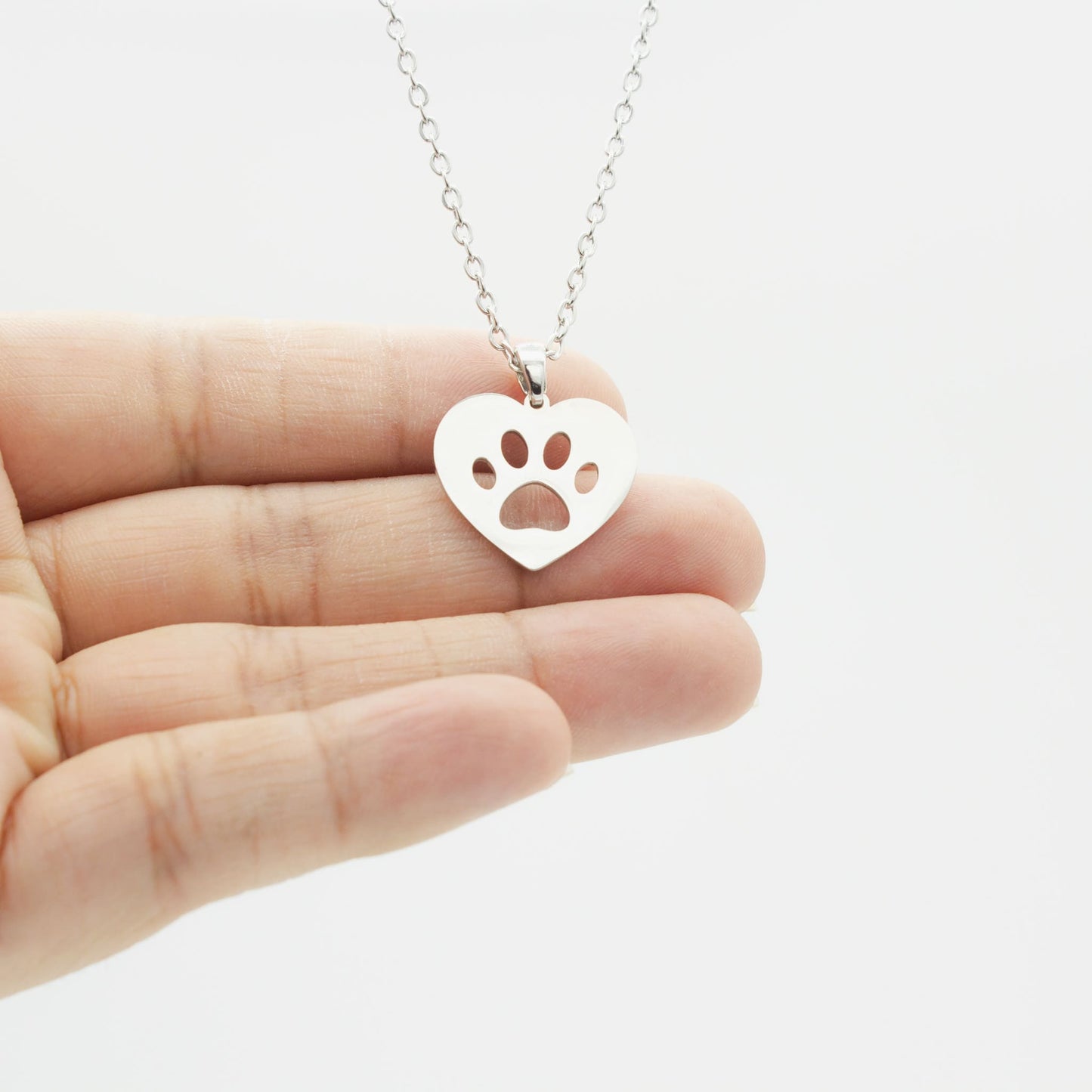 Collar de Corazón y Huella Acero