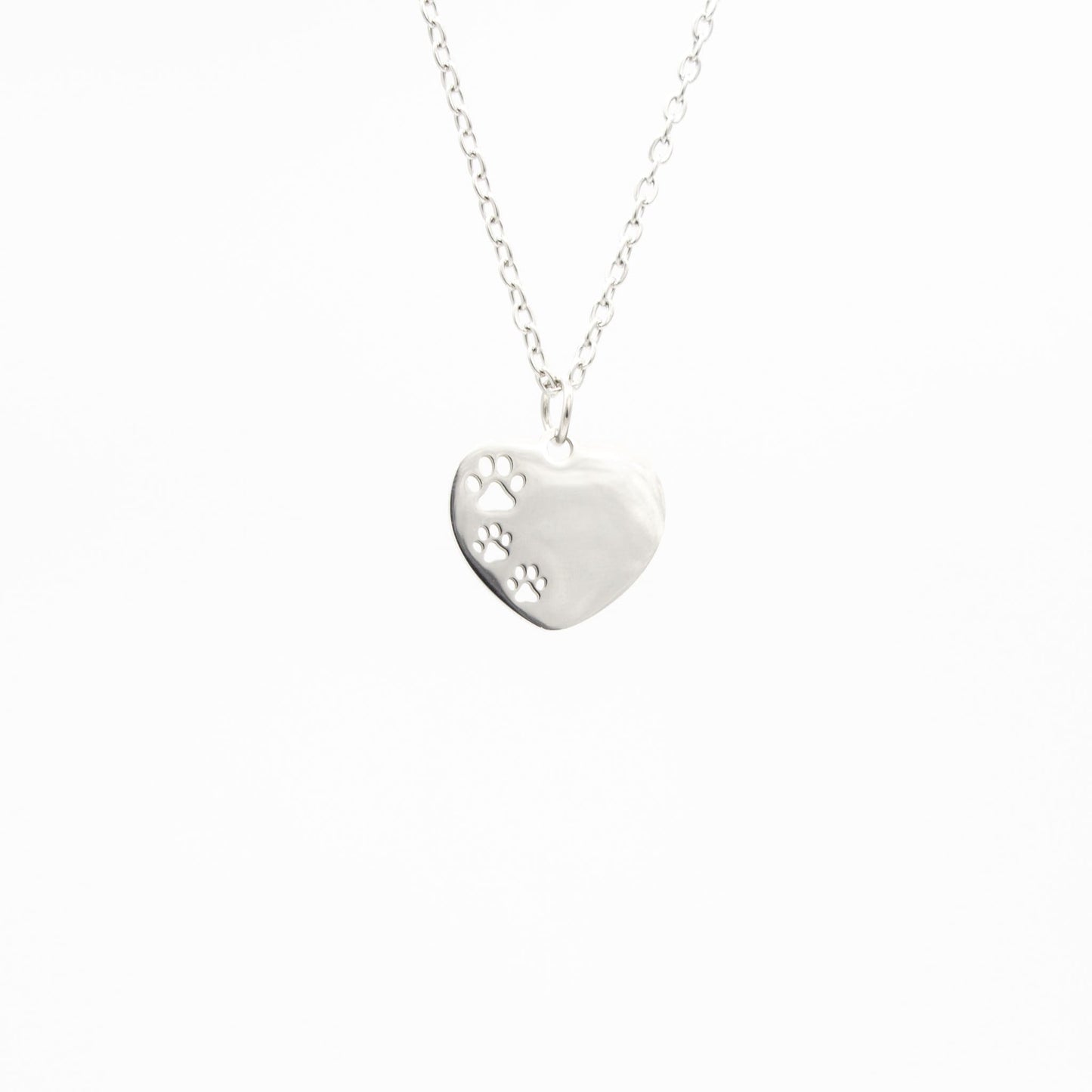 Collar de Corazón y Huellas Acero