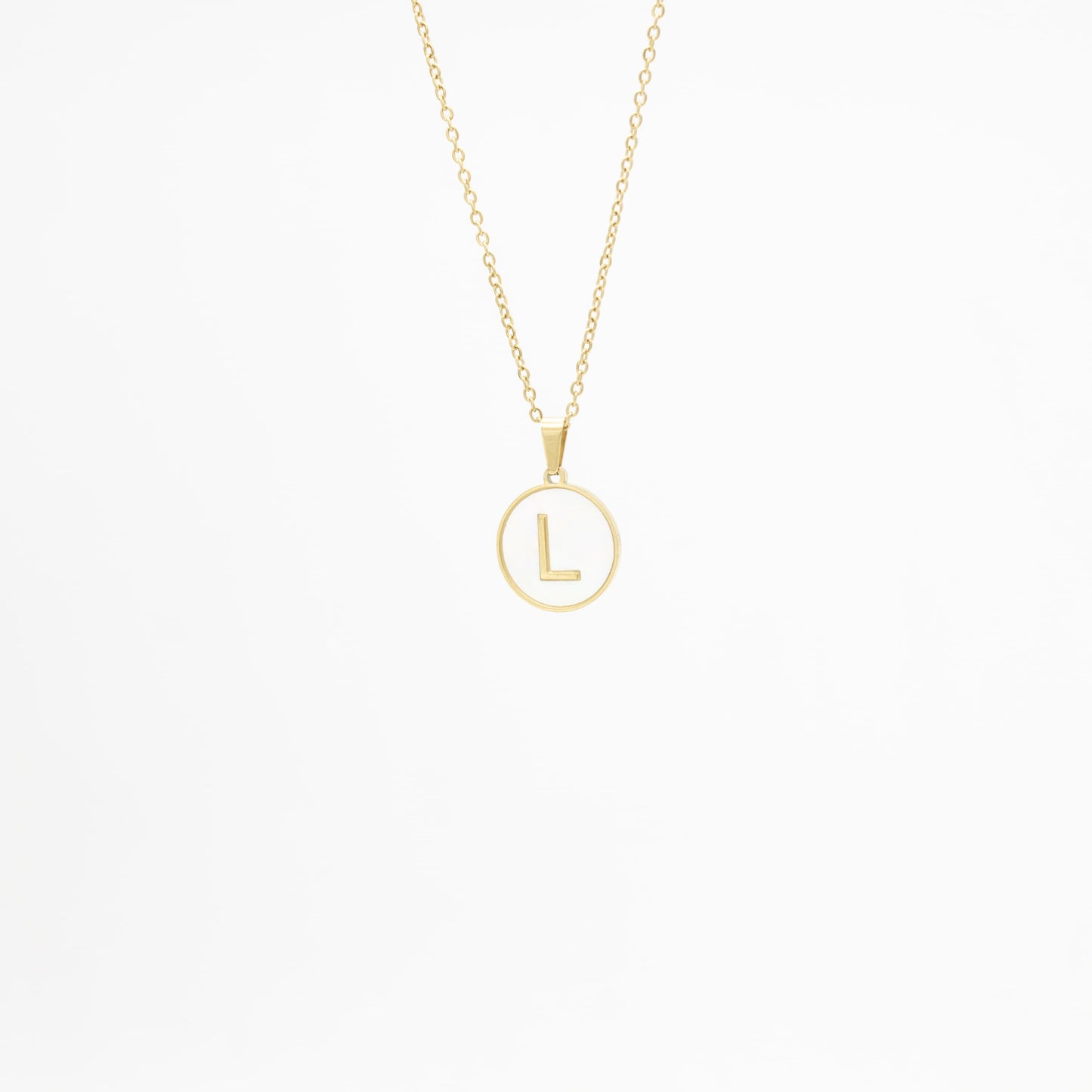 Collar de Inicial con Madre Perla Acero