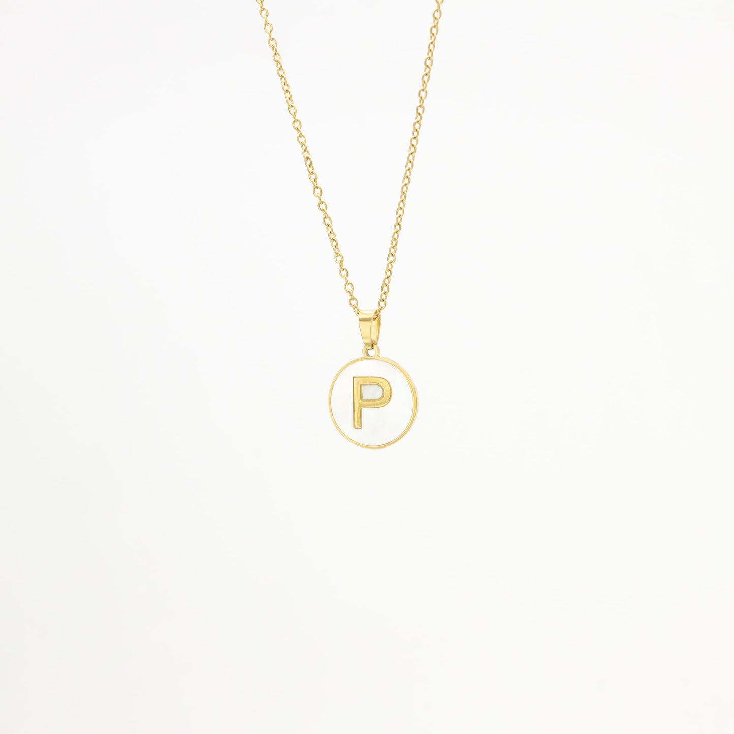 Collar de Inicial con Madre Perla Acero