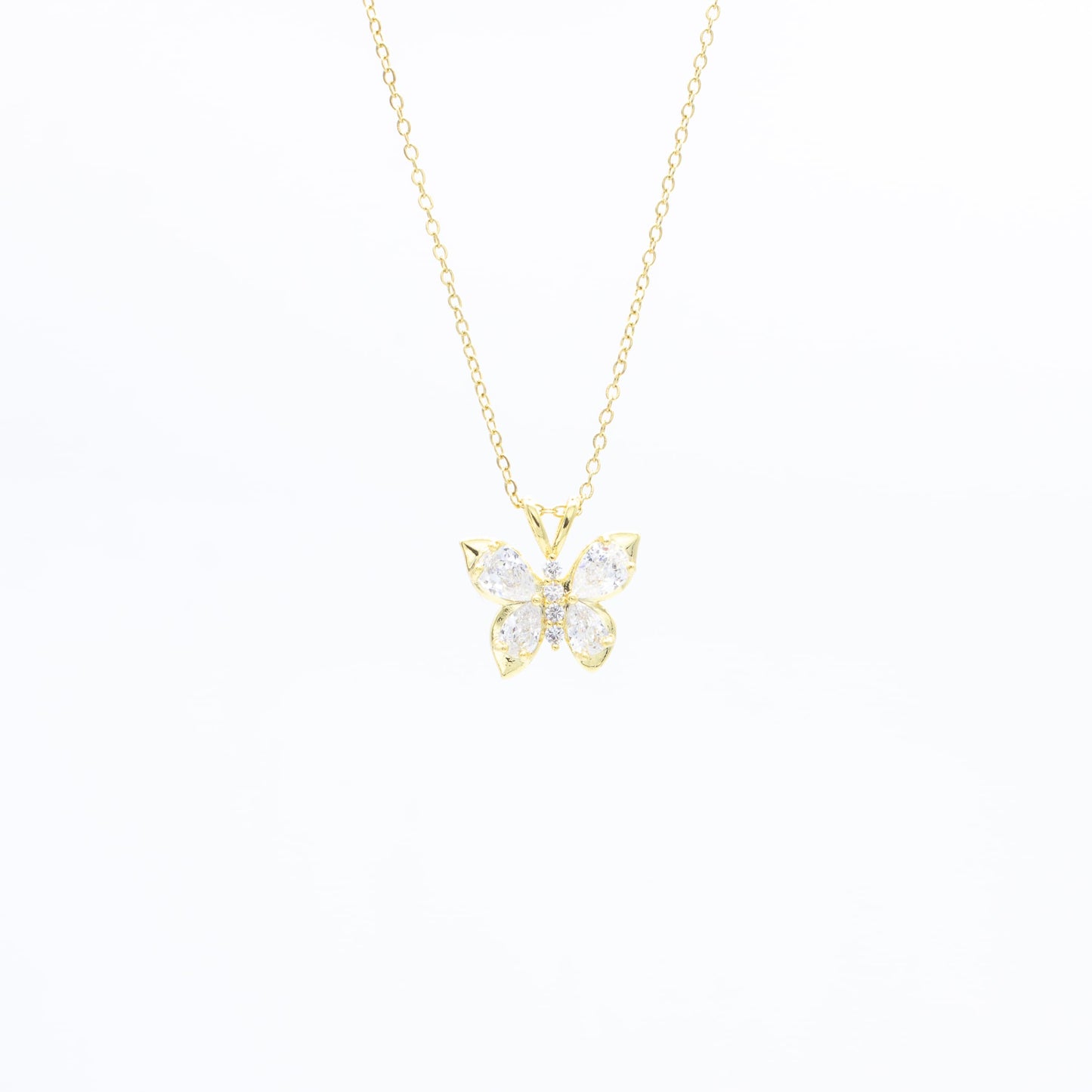 Collar Mariposa y Zirconia Acero