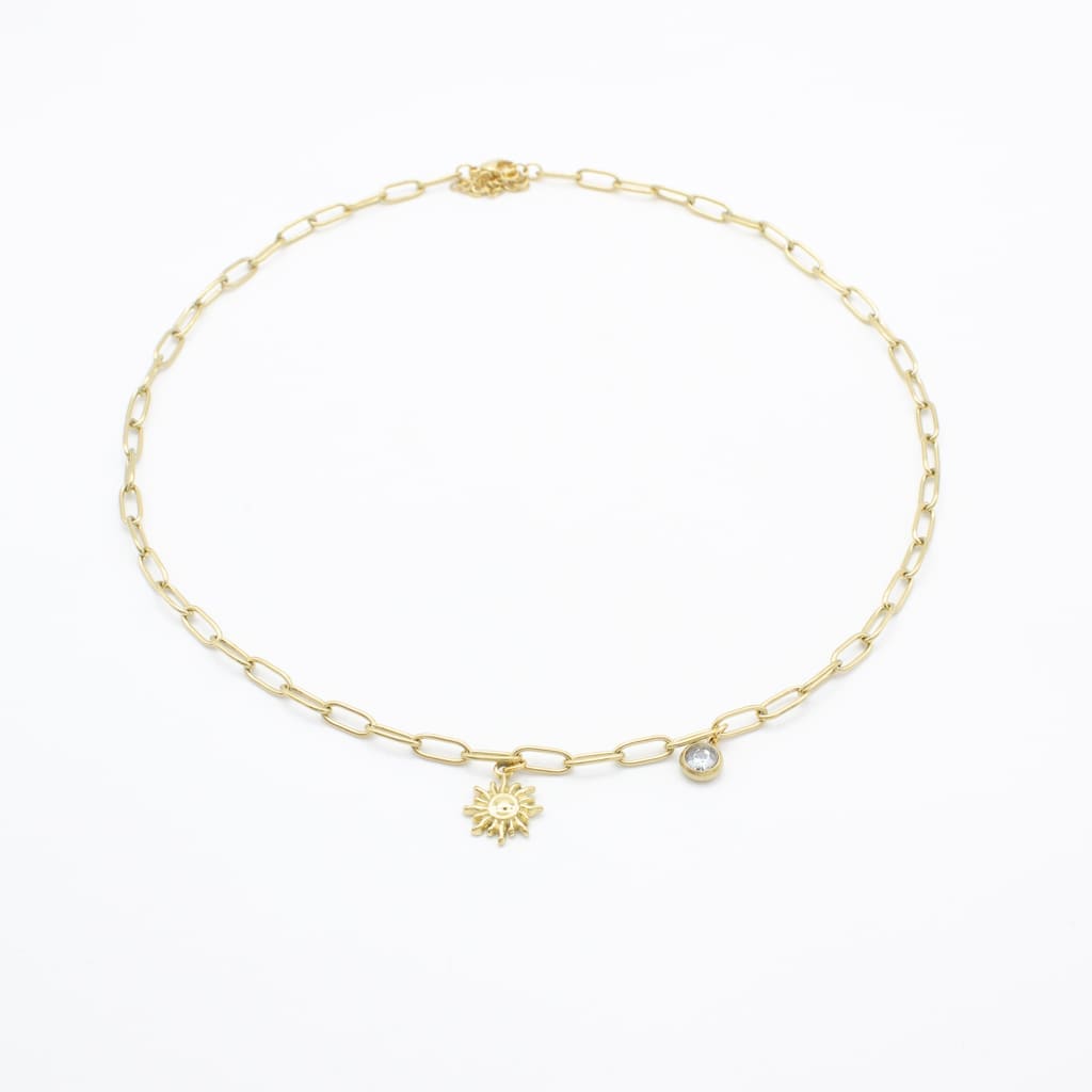 Collar de Sol y Zirconia Acero