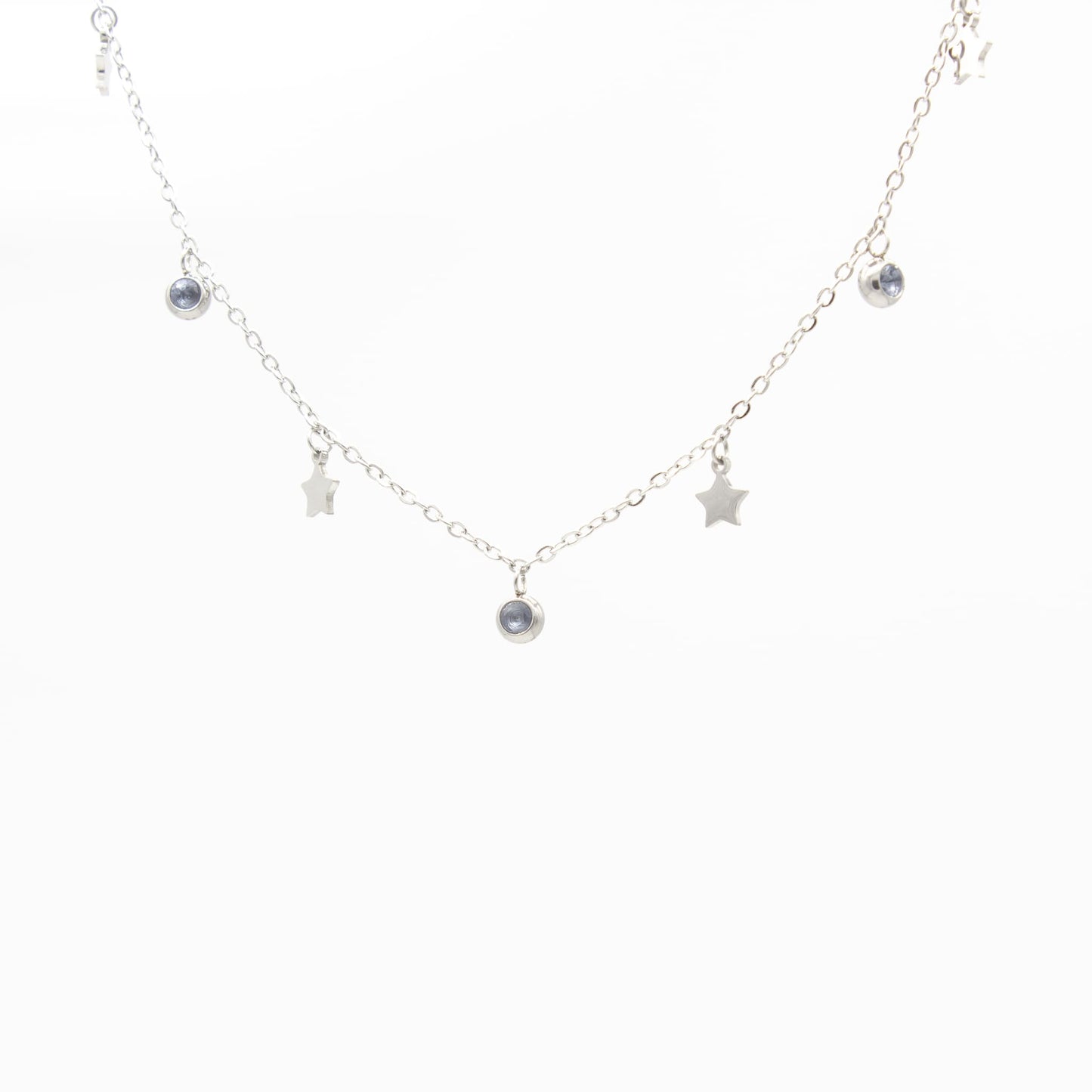 Gargantilla de Estrellas y Zirconia Azul Acero