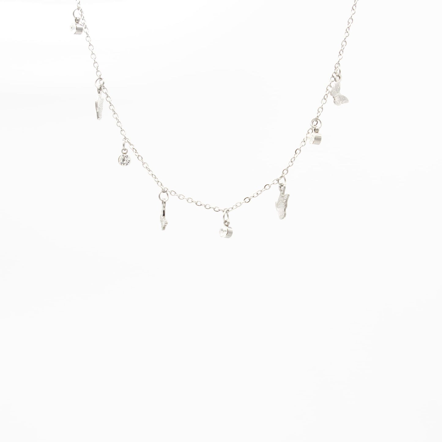 Gargantilla de Mariposas y Zirconia Acero