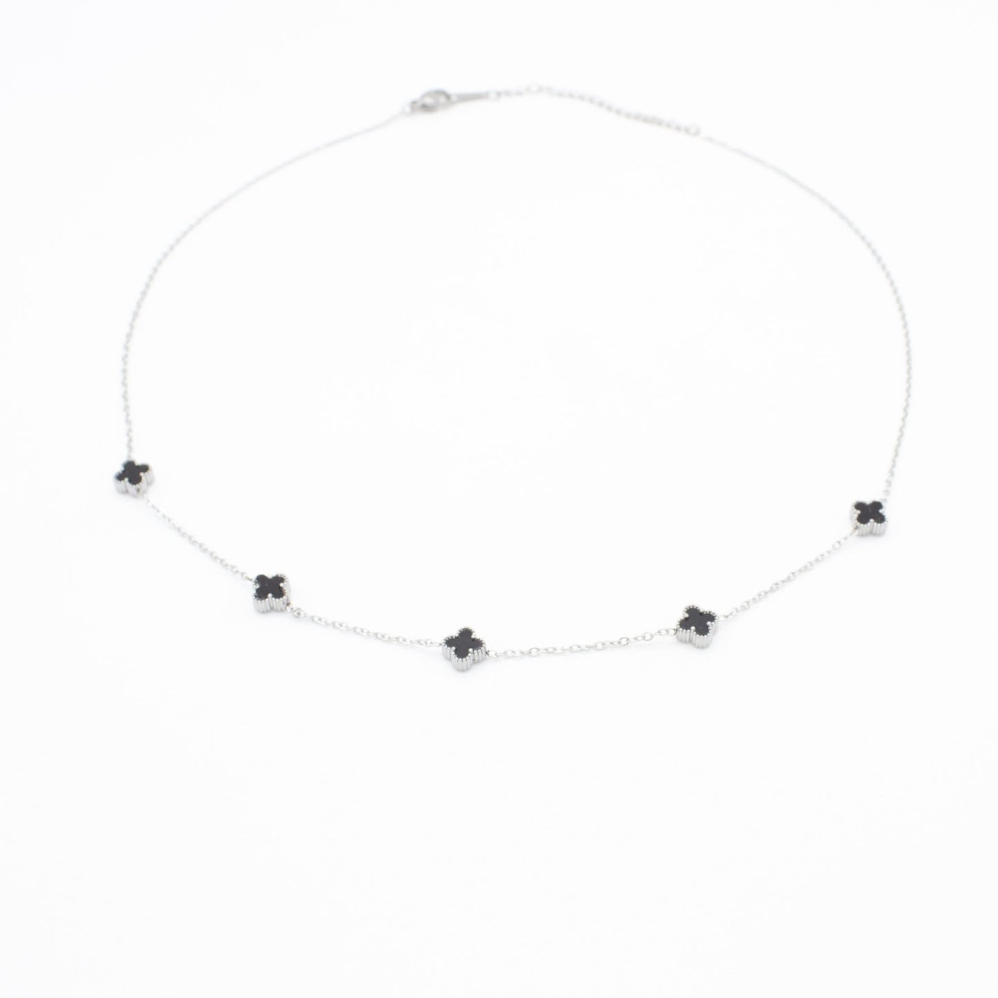 Gargantilla Tipo Alhambra Van Cleef Negro Acero