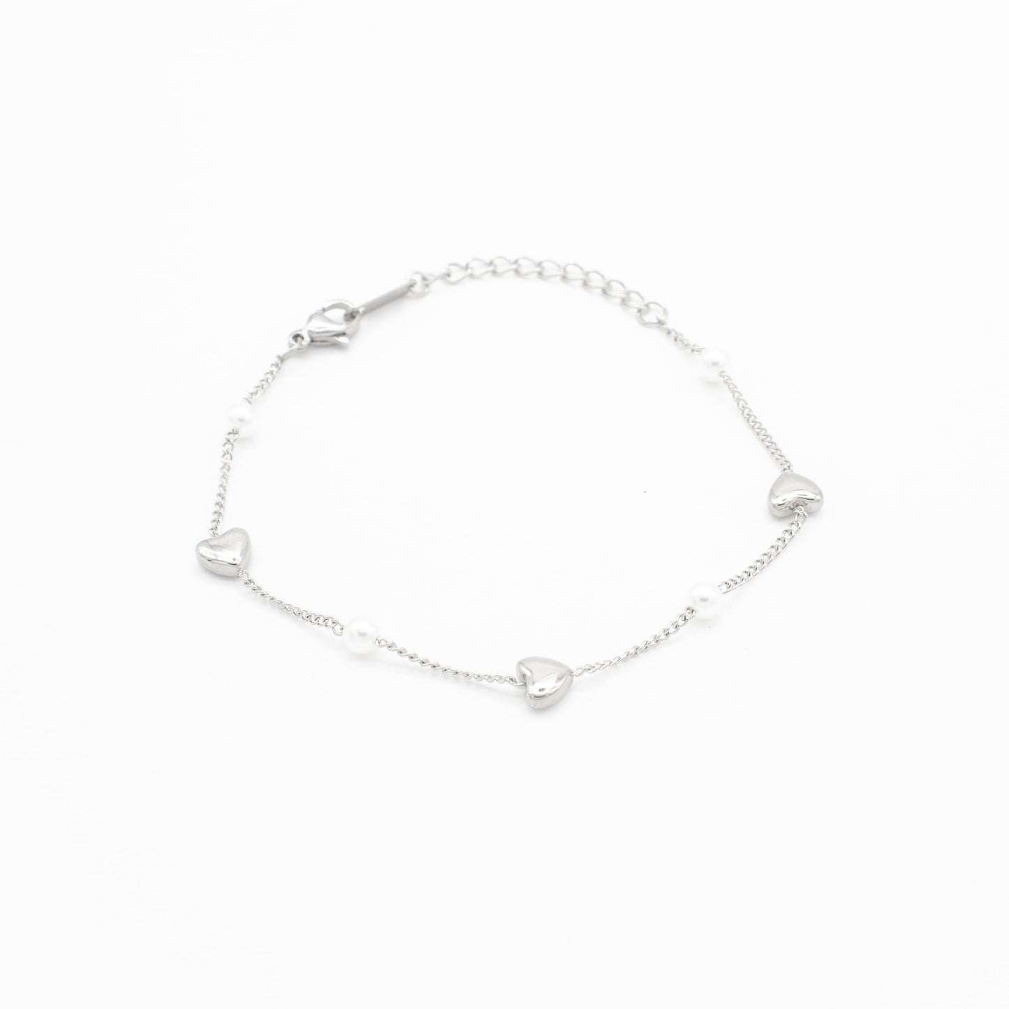 Pulsera de Corazones y Perlitas Acero