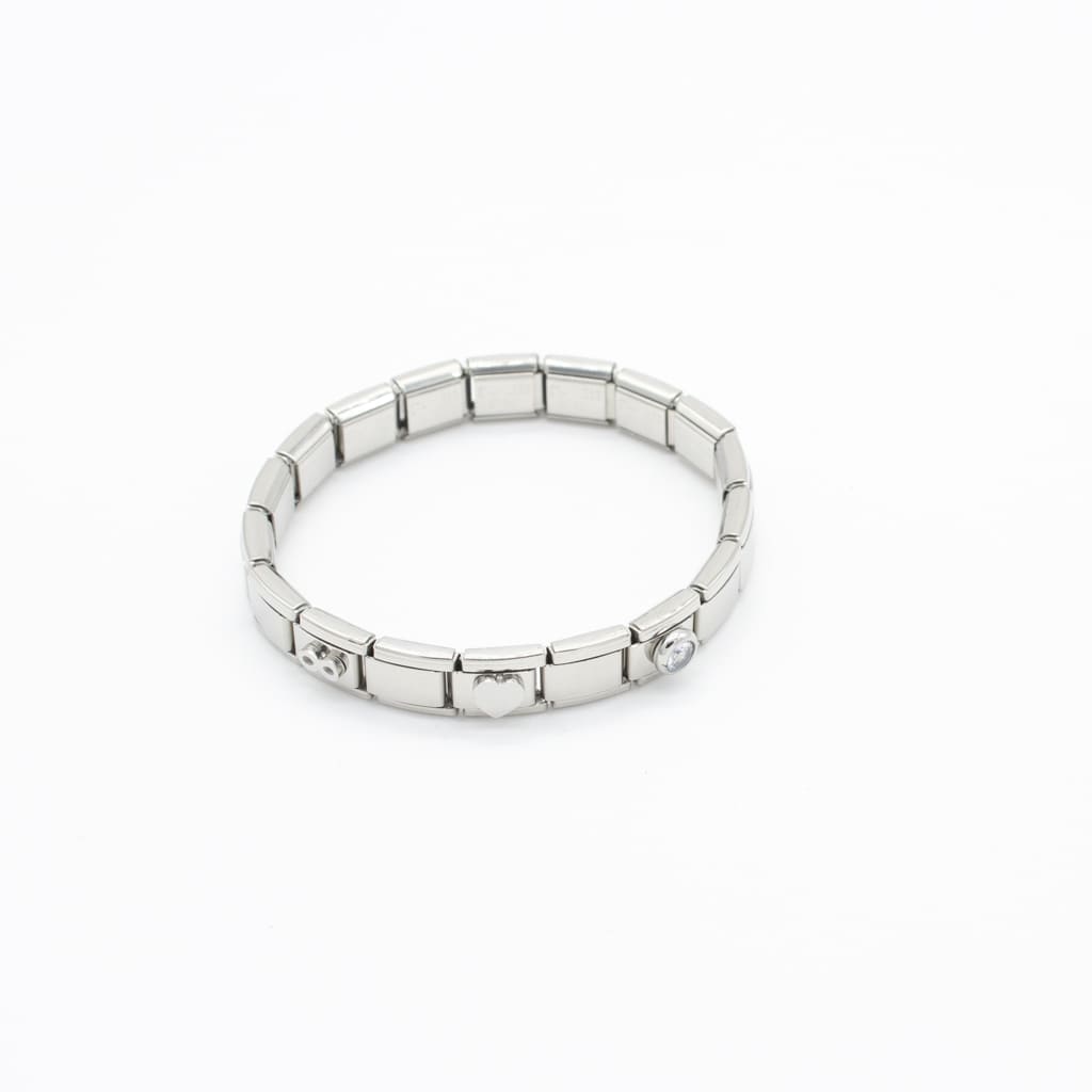 Brazalete Italiano de Infinito, Corazón y Zirconia Acero