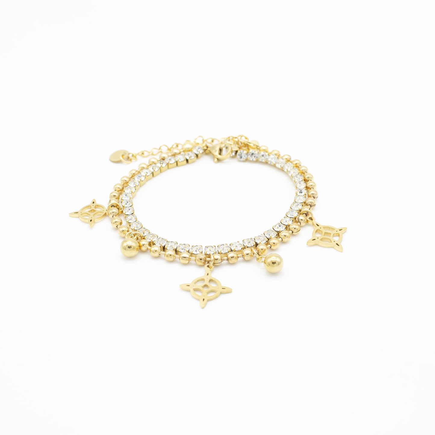 Pulsera Doble Nudo de Bruja con Zirconia Acero