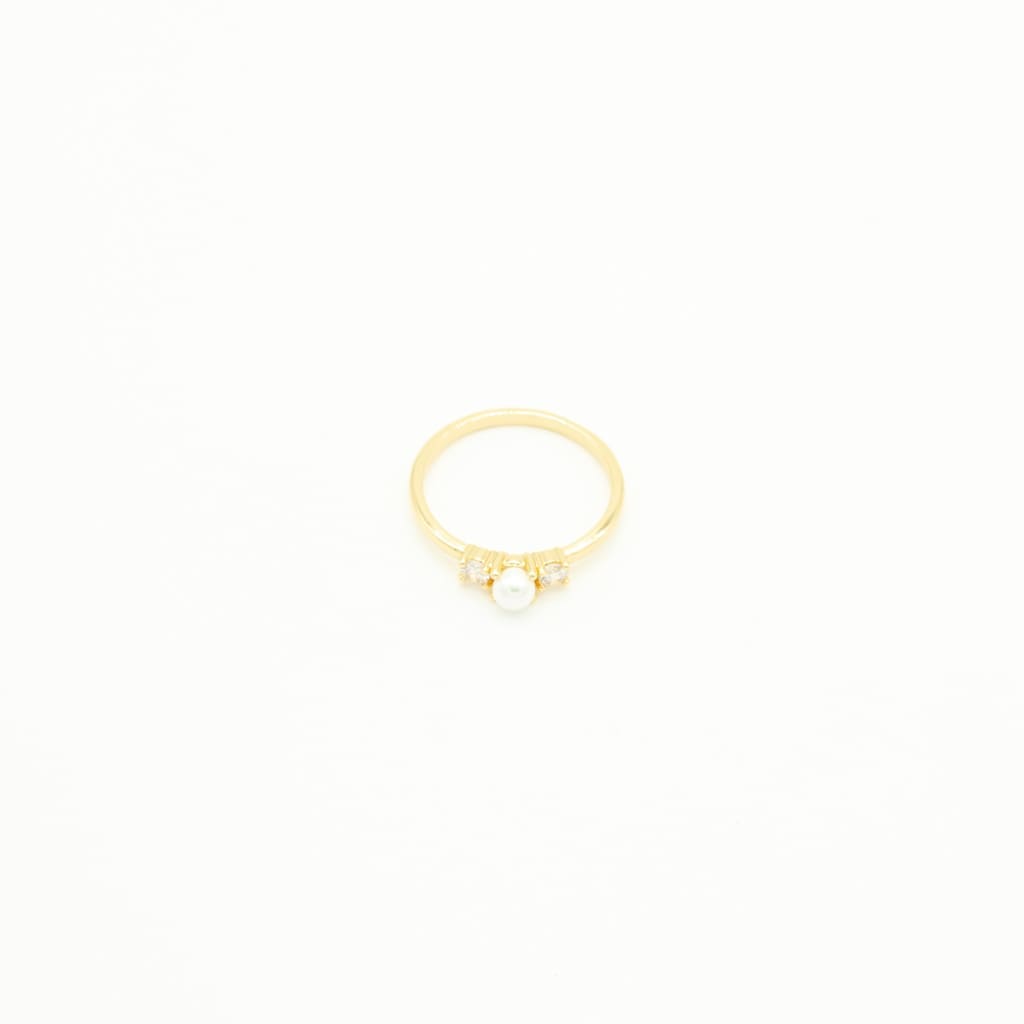 Anillo de Perla con Zirconia Chapa