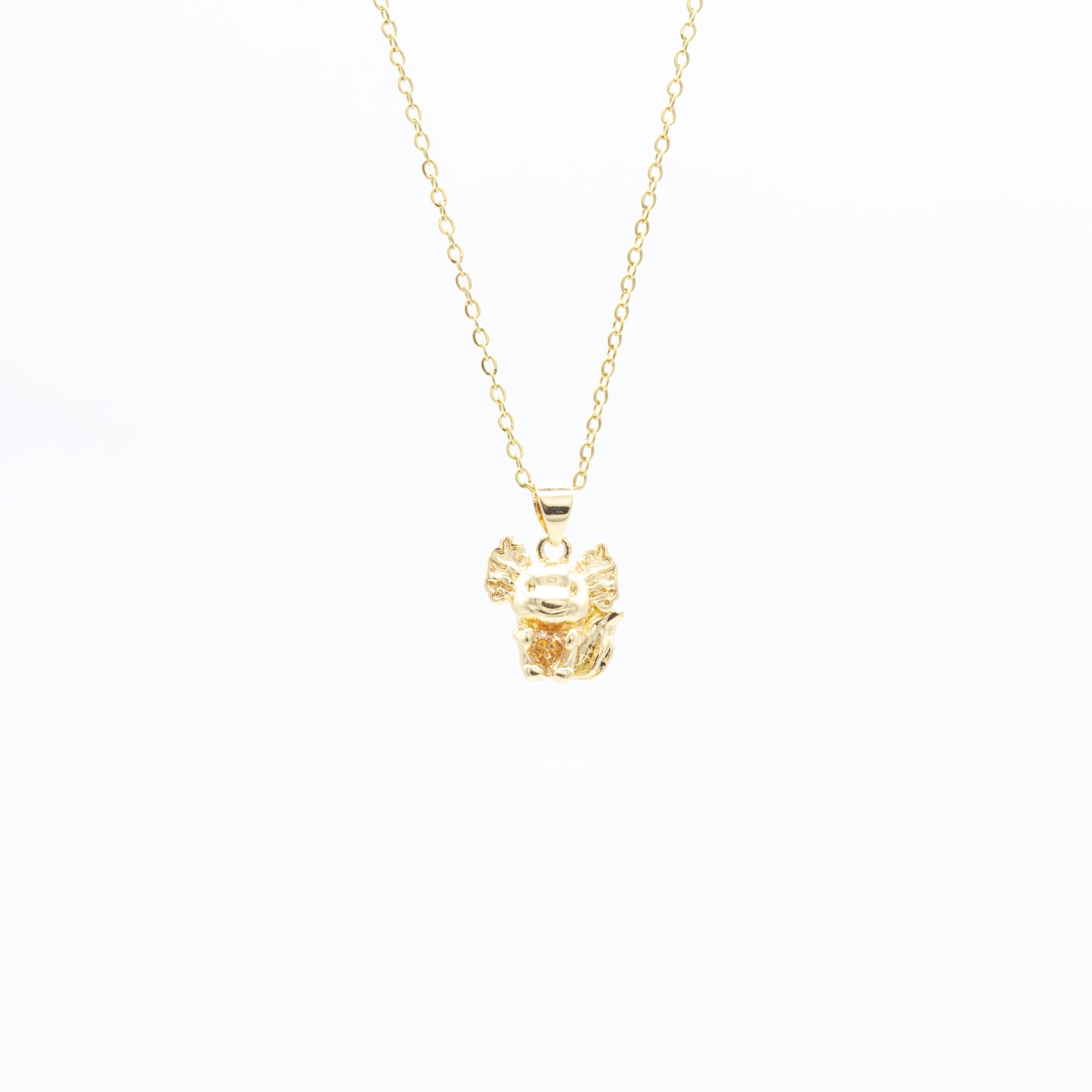 Collar de Ajolote y Corazón de Zirconia Chapa