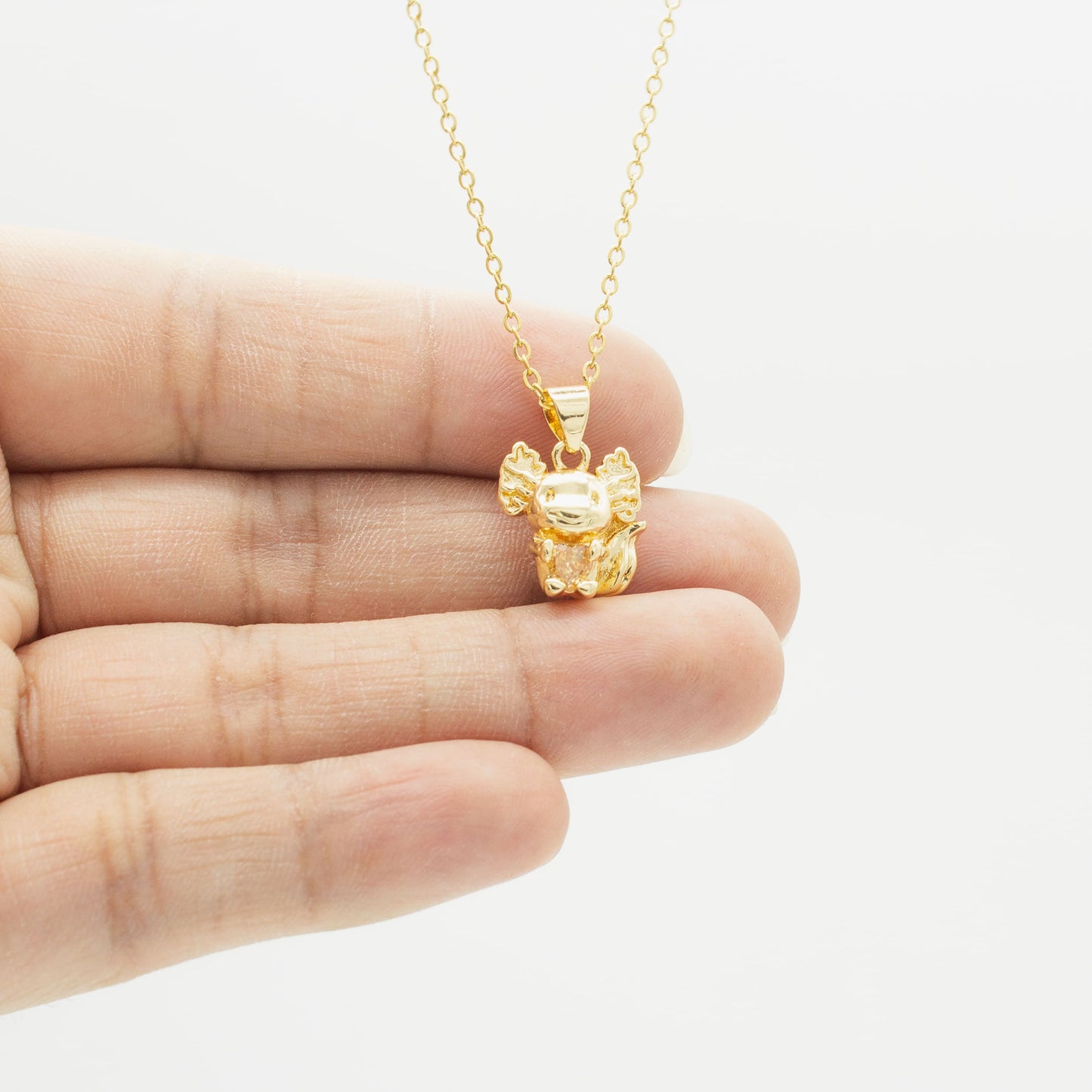 Collar de Ajolote y Corazón de Zirconia Chapa