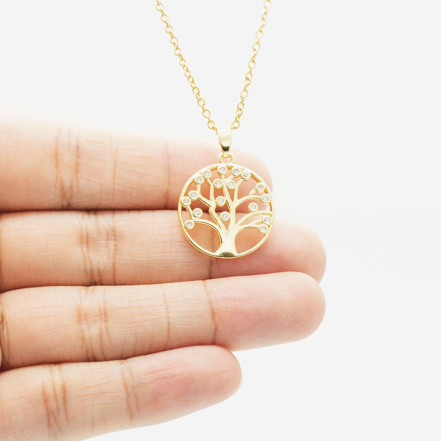 Collar de Árbol y Zirconia Chapa