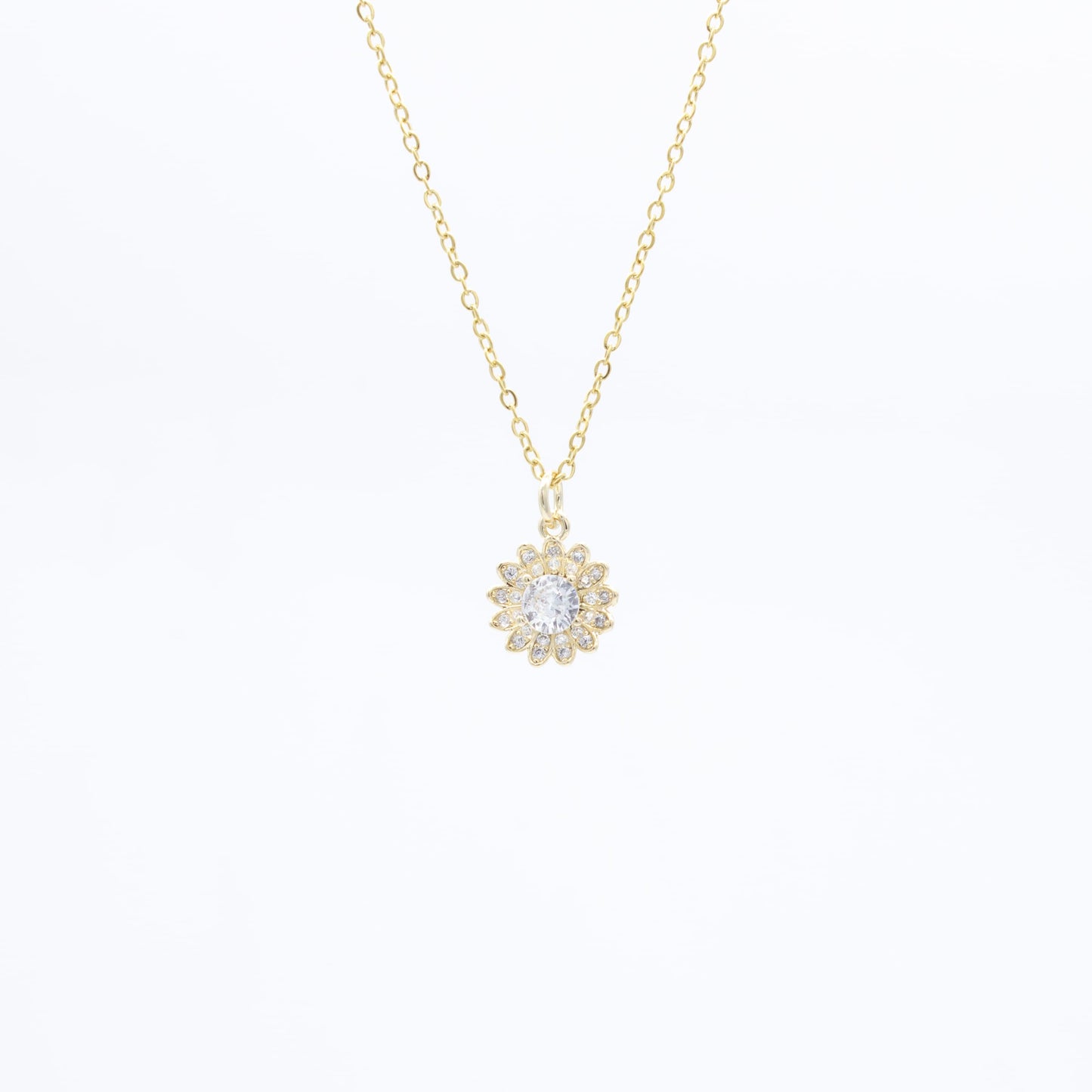 Collar de Girasol y Zirconias Blanca Chapa
