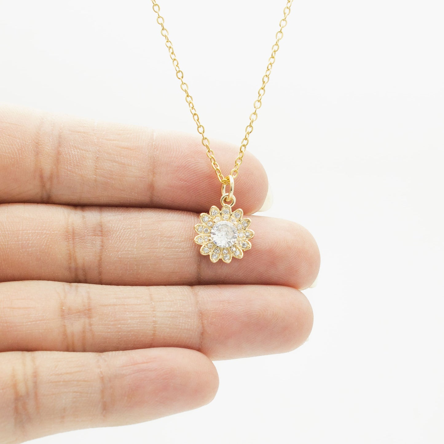 Collar de Girasol y Zirconias Blanca Chapa