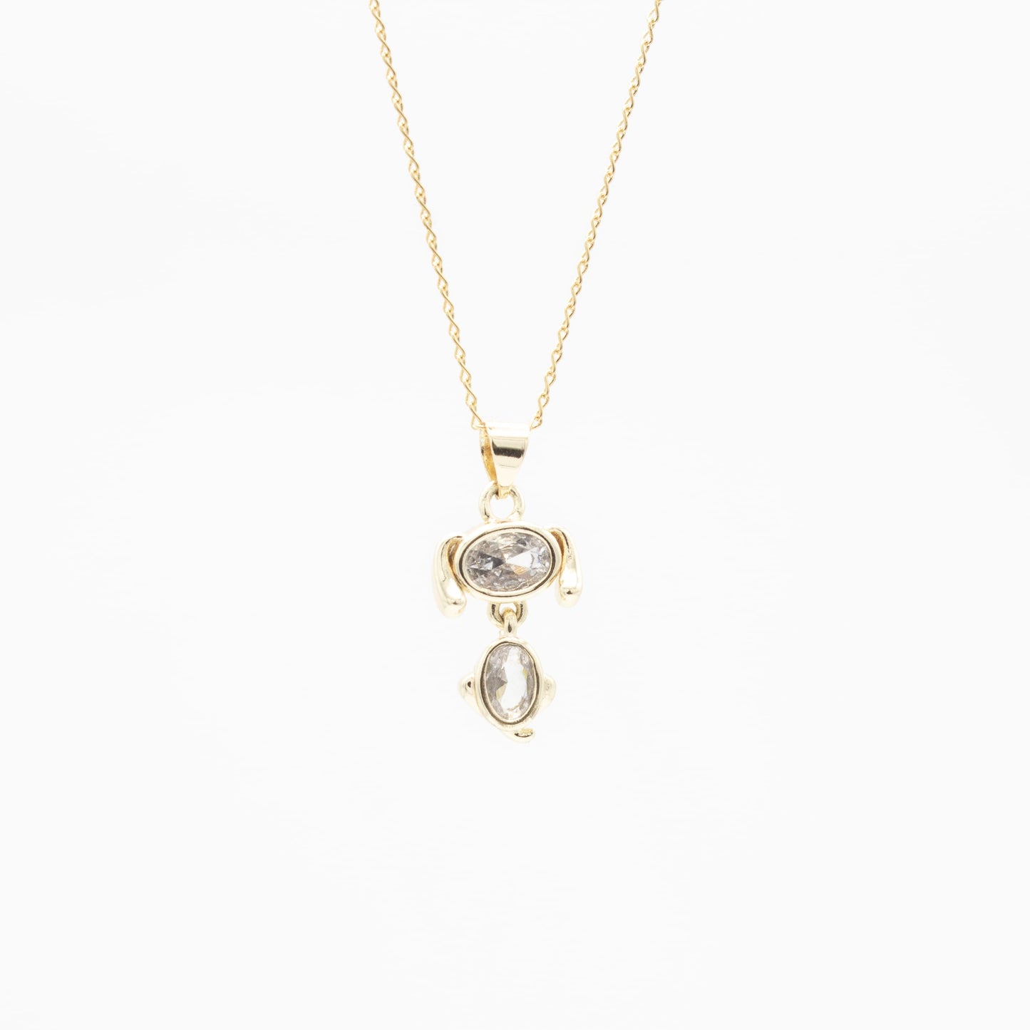 Collar de Perrito y Orejas Colgantes con Zirconia Chapa