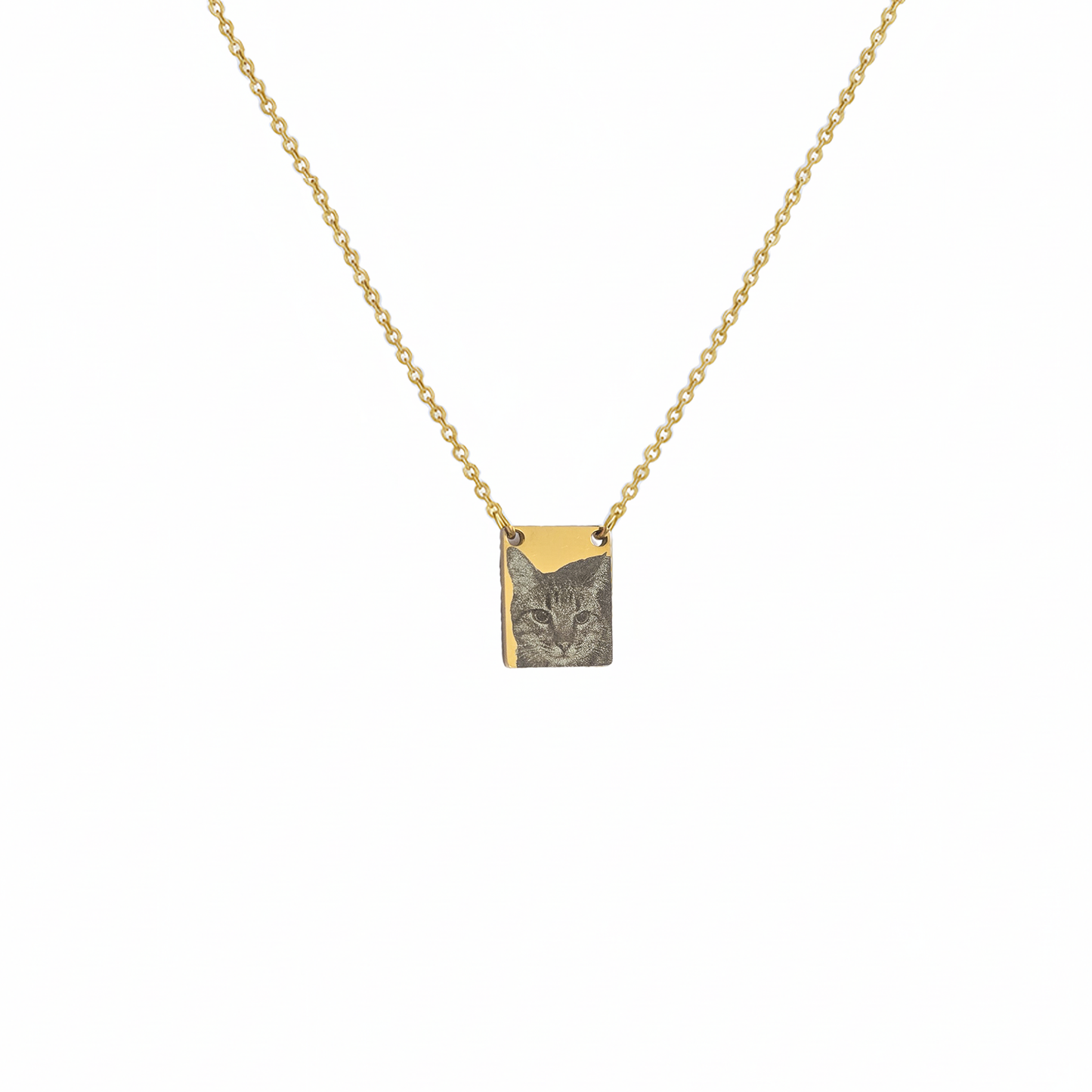 Collar Rectángulo Mini con Grabado Láser Acero