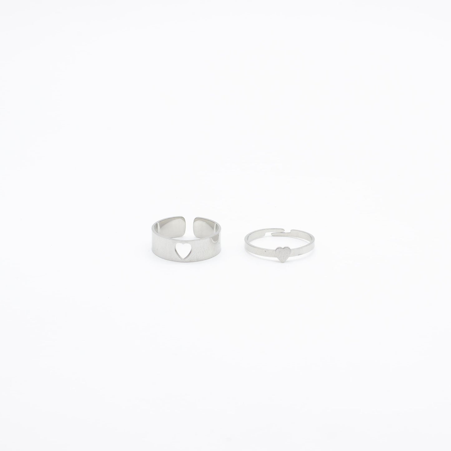 Anillos Duo Pareja de Corazón Acero