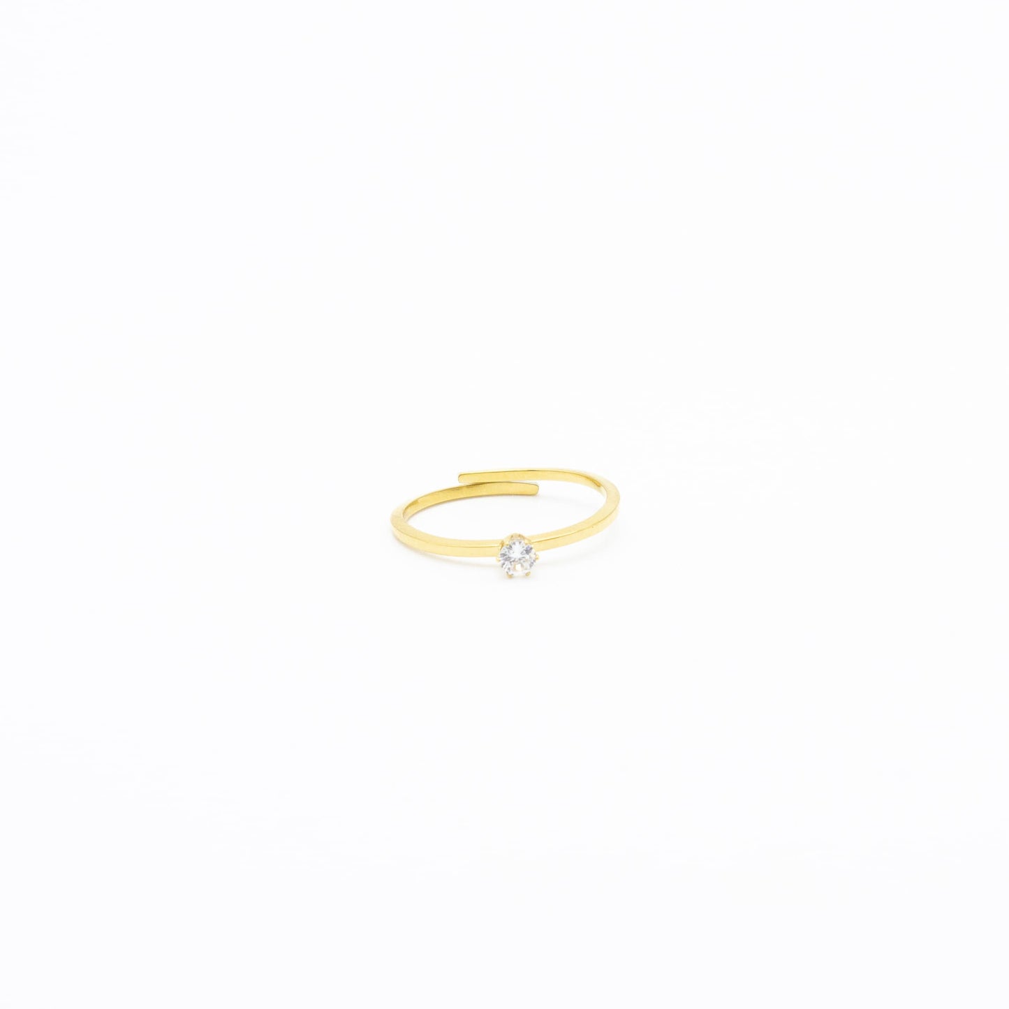 Anillo Solitario y Zirconia Chica Acero