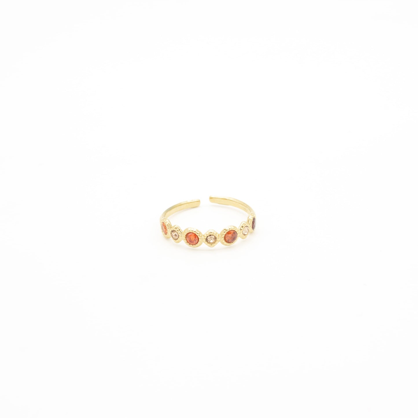 Anillo con Zirconia Degradados de Rojo Acero