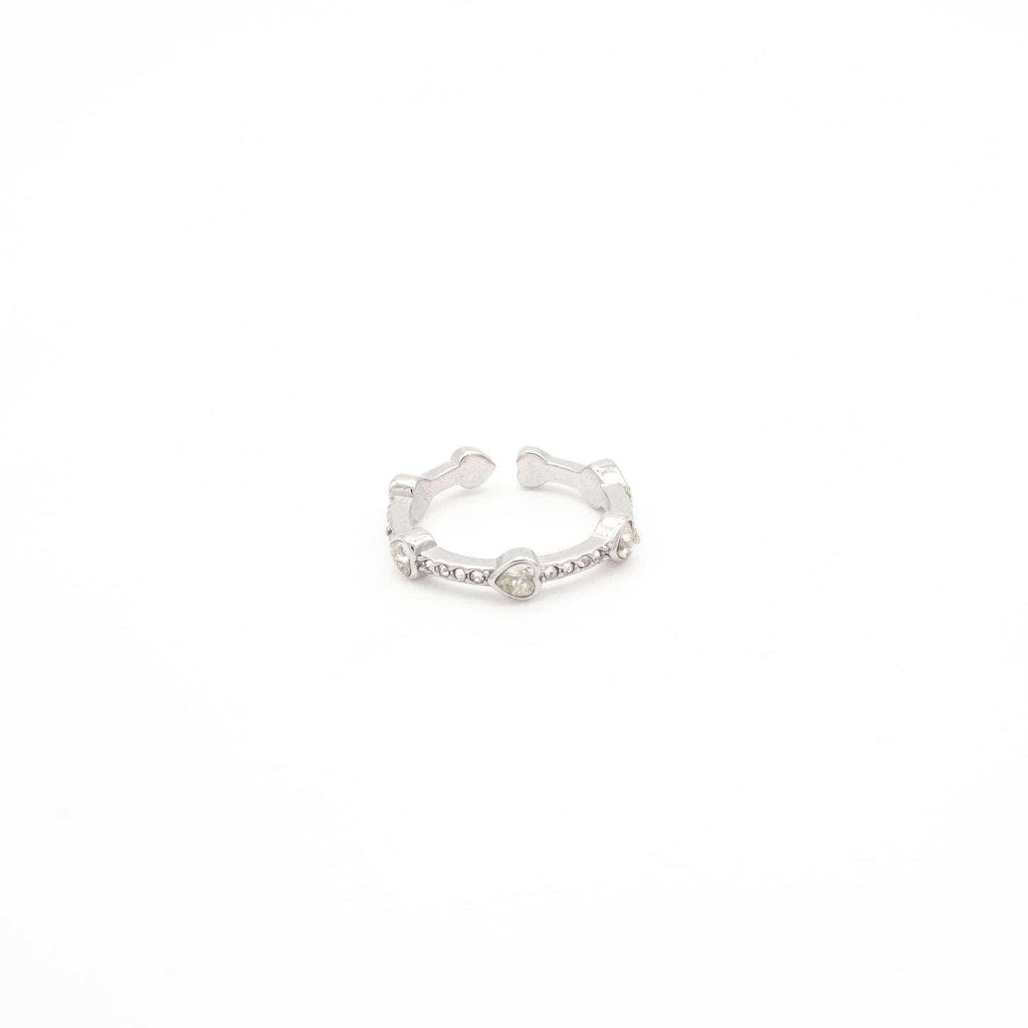 Anillo de Corazones y Zirconias Acero