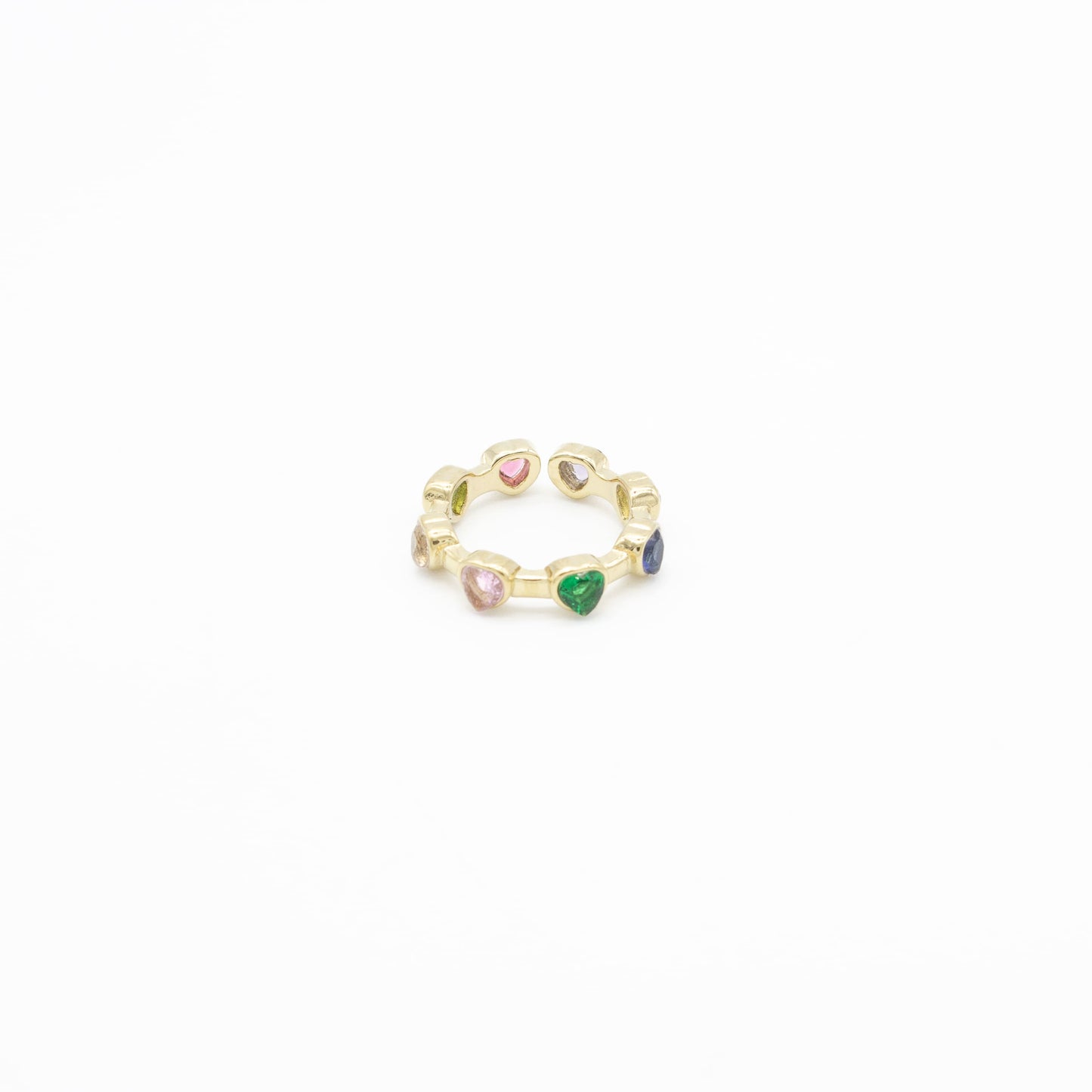 Anillo de Corazones y Zirconia Multicolor Acero
