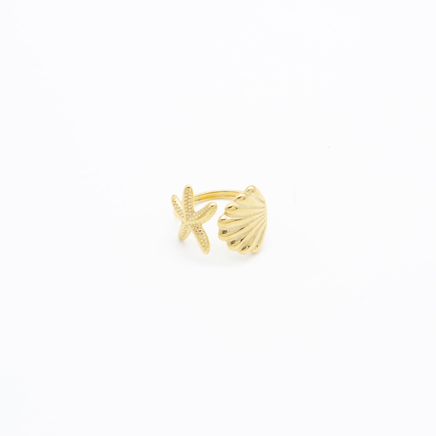 Anillo de Concha y Estrella de Mar Acero