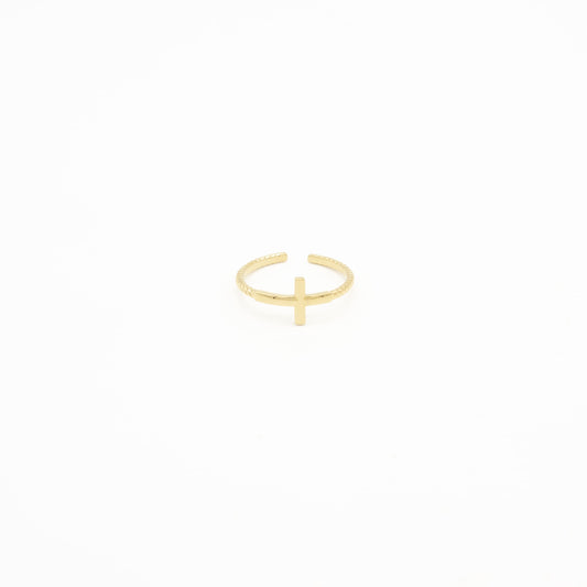 Anillo de Cruz Trenzado Acero