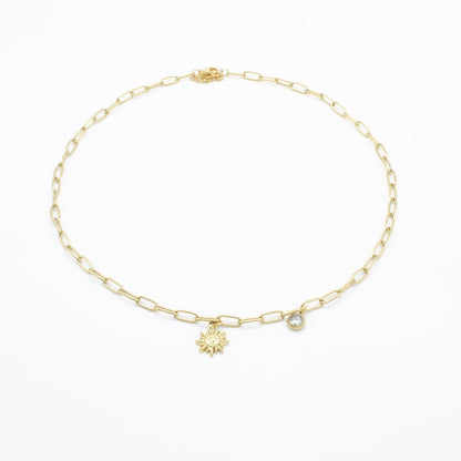 Collar de Sol y Zirconia Acero