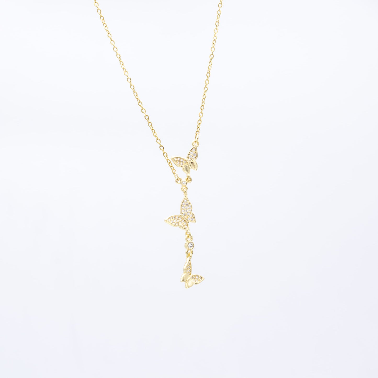 Collar de Mariposas y Zirconia Acero