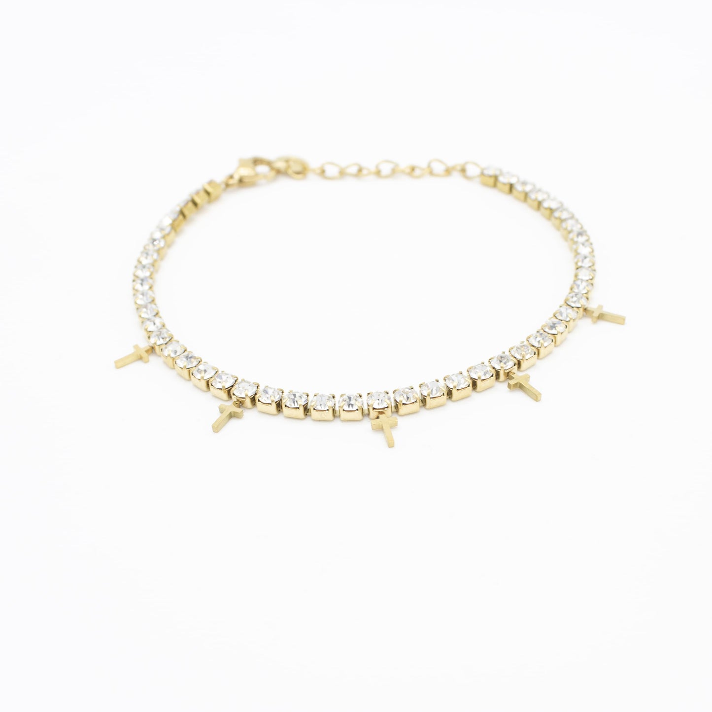 Pulsera de Cruces y Zirconia Acero