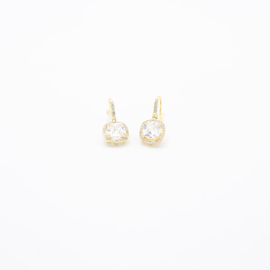 Aretes con Zirconia Cuadrada Chapa