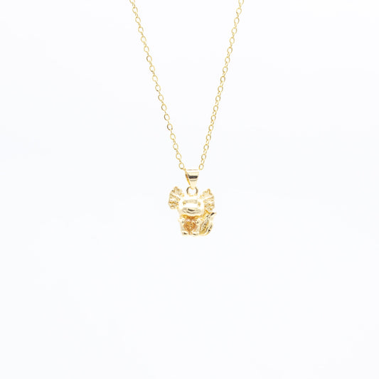 Collar de Ajolote y Corazón de Zirconia Chapa
