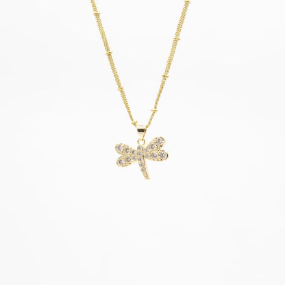 Collar de Libélula con Zirconia Chapa