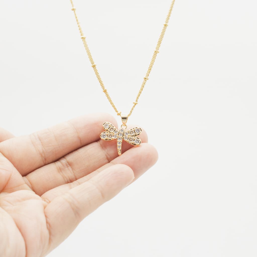 Collar de Libélula con Zirconia Chapa