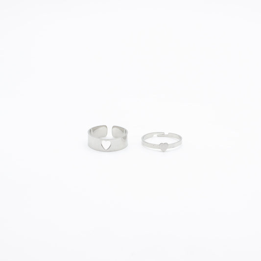 Anillos Duo Pareja de Corazón Acero