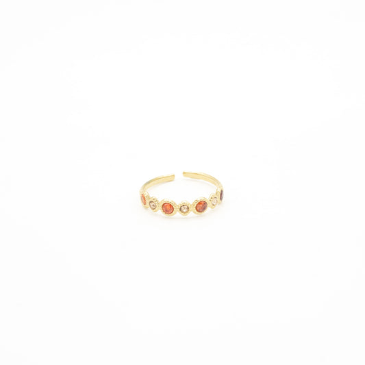 Anillo con Zirconia Degradados de Rojo Acero