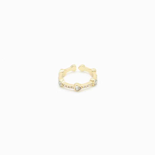 Anillo de Corazones y Zirconias Acero
