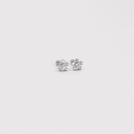 Broqueles plateados de estrella con zirconias