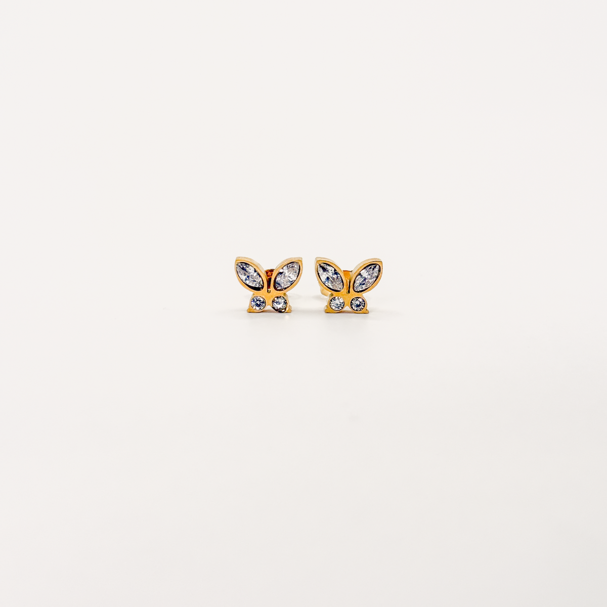 Broqueles dorados de mariposa con zirconias