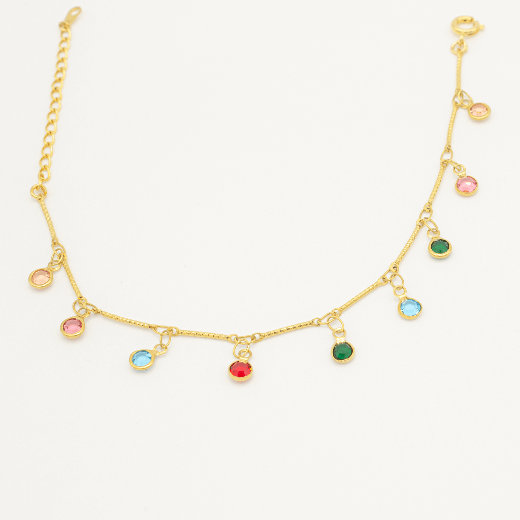 Pulsera de Cristales de Colores Colgantes