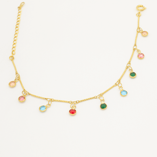 Pulsera de Cristales de Colores Colgantes